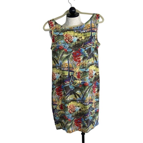 Reyn Spooner Dress Size Medium Vintage Rayon Hawaiian Print Peggy Chun Art Rare - Picture 12 of 13